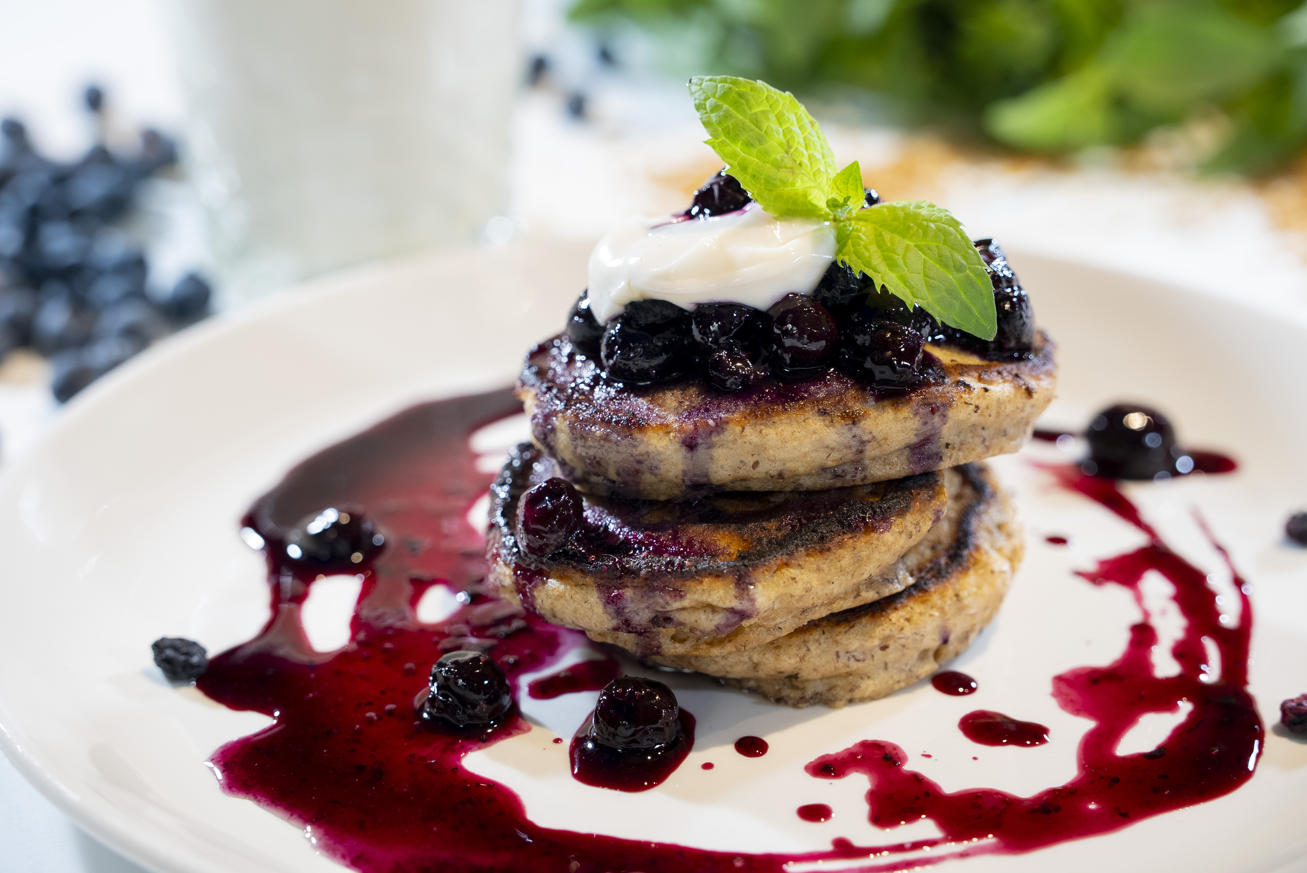Pancakes à la farine d’épeautre et bleuets