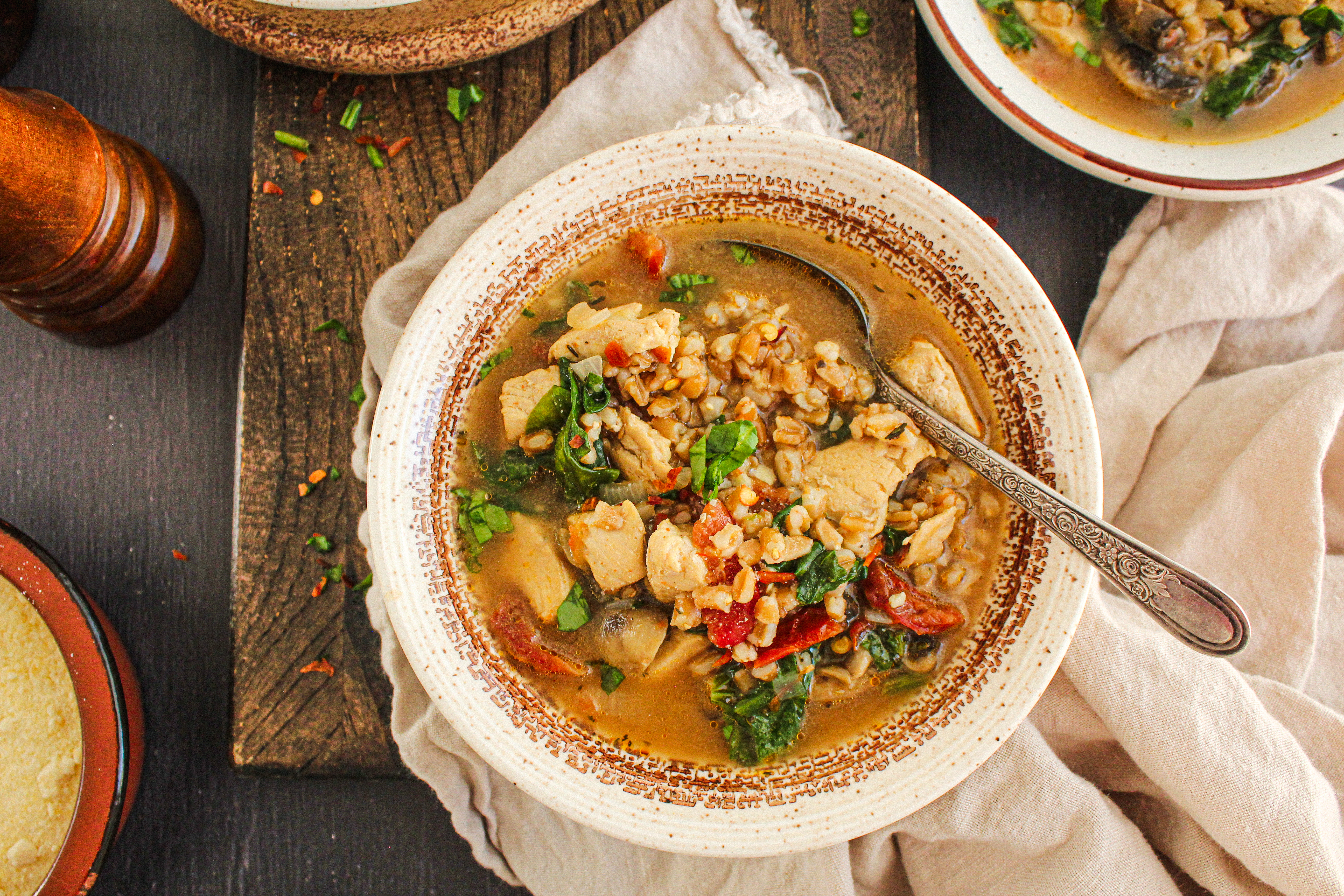 Soupe d’épeautre au poulet