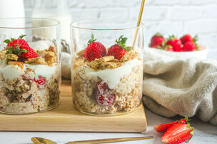 Overnight oats façon tarte à la fraise