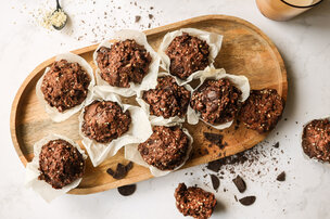 Muffins double chocolat, yogourt et avoine