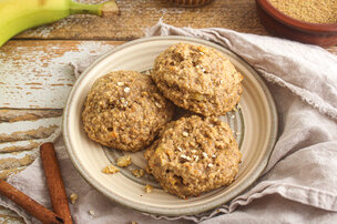 Galettes déjeuner aux bananes, noix et graines de lin